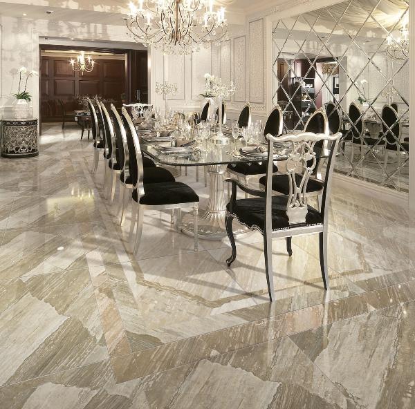 PP视讯全抛釉瓷砖天堡石KYS8061瓷砖别墅餐厅利用成效