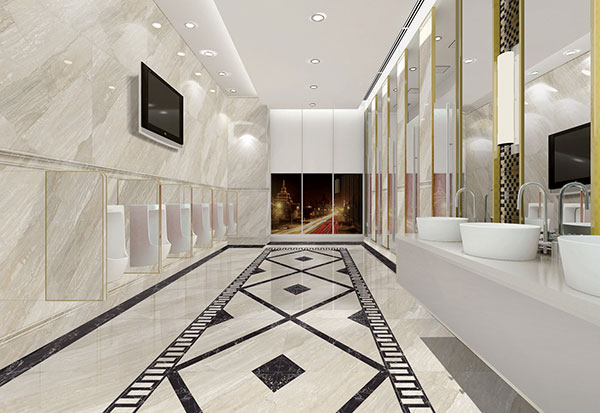 PP视讯全抛釉瓷砖天堡石KYS8062高档洗手间成效图