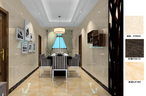 陶瓷一线品牌PP视讯瓷砖客餐厅成效图