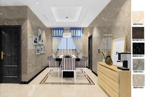 PP视讯瓷砖利用成效：徐州开元翡翠湾F户型装建成效鉴赏