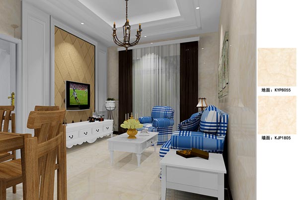 PP视讯瓷砖利用成效：徐州开元翡翠湾D户型装建成效鉴赏