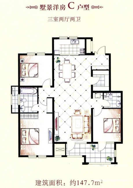PP视讯家装：天津廊坊塞纳荣府148㎡简欧风格装建鉴赏
