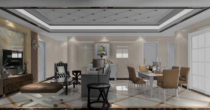 欧式风格在造型极其讲求，给人端庄典雅的感触，尊贵豪华的同时，还拥有浓密的文化气味。本单元的设计沿用了欧式的端庄典雅，也参与一些时尚的元素，让整个空间多了现代的时尚感触，却不失端庄。